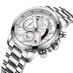 Nibosi 2576 High Quality Stainless Steel Luminous Men's Watch – Dial Color: White, Strap Color: White – Thumbnail 2